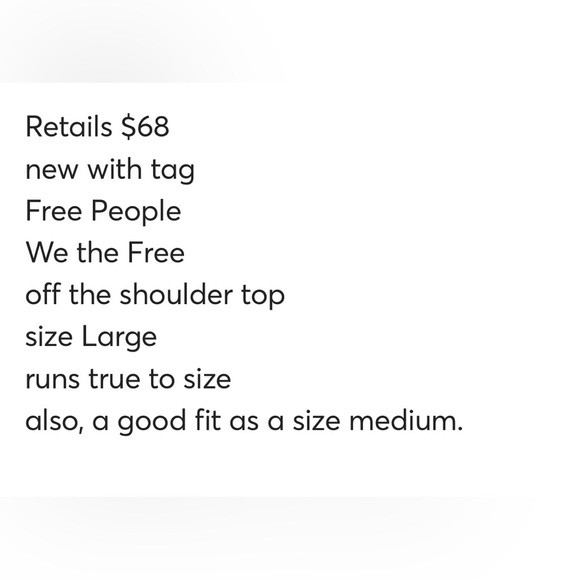 New 🖤💙 free people off the shoulder top size large - Picture 14 of 16